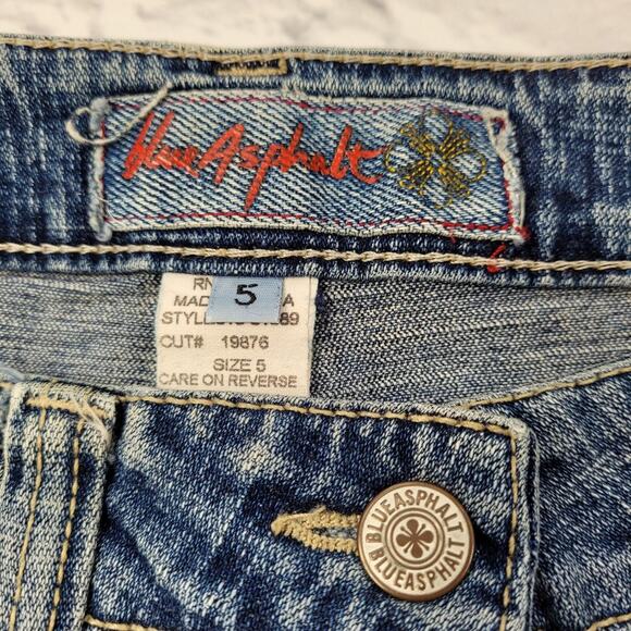 Distressed Denim Skirt by Blue Asphalt size 5 Side Vent - Picture 4 of 6